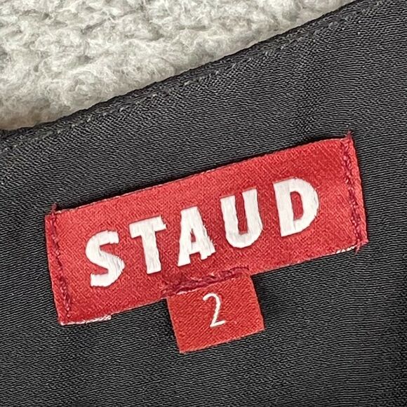 STAUD Jumpsuit Sz 2 Black Gabriella Wide Leg Luxury Designer Keyhole Front NWT - Picture 4 of 11